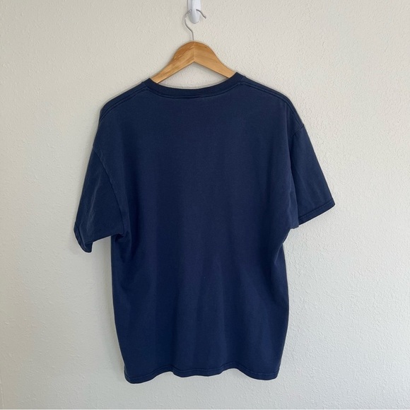 Vintage 90s BLANK NAVY BLUE FRUIT OF THE LOOM BEST T-Shirt XL - Picture 3 of 3